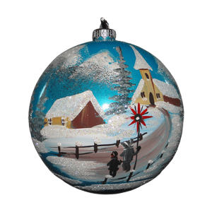 Light blue handmade Christmas ball Pelerin on the legise road