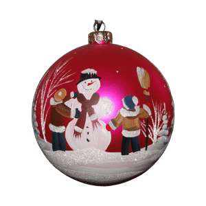 Red handmade christmas ball man and his friends