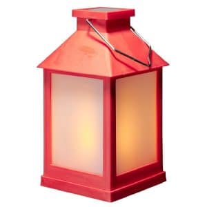 Red solar lantern 12 Warm white LEDs to put or hang H20 cm