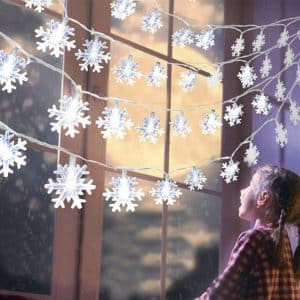 Christmas Garland LEDs White Flakes