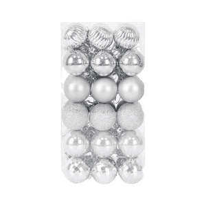 Set of 36 mixed balls 4 cm silver
