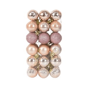 Set of 36 mixed balls 4 cm rose gold
