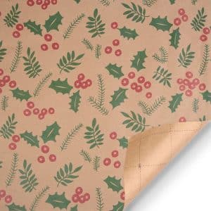 Holly Christmas gift wrap