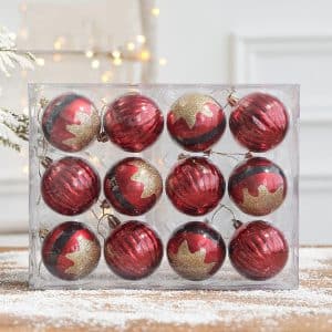 Set of 12 christmas balls elf