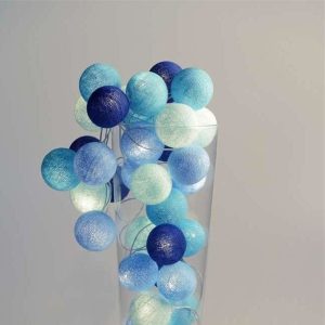 Light garland with cyan navy blue balls