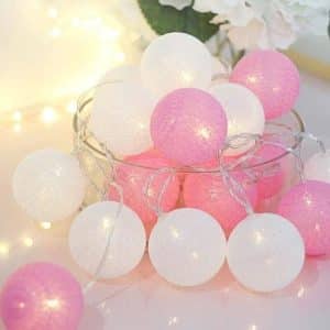 white pink ball light garland