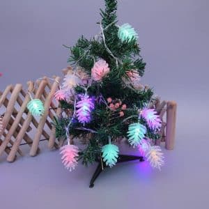 Christmas light garland pine cones.
