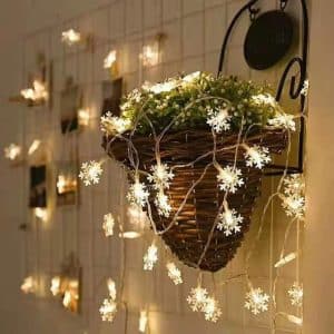 White snowflake light garland