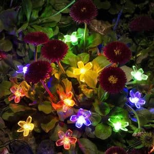 Multicolored flower luminous garland