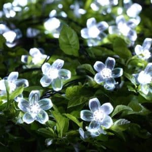 Luminous garland motif white flowers