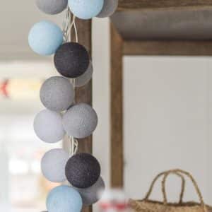 Gray blue ball light garland