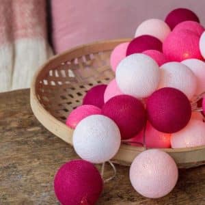 Violet white pink light garland
