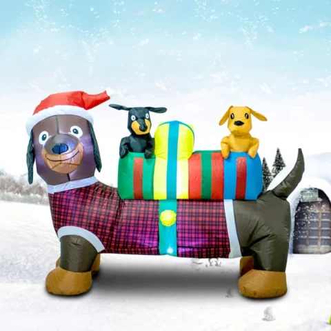 1.2 m inflatable Christmas dachshund with warm white lights