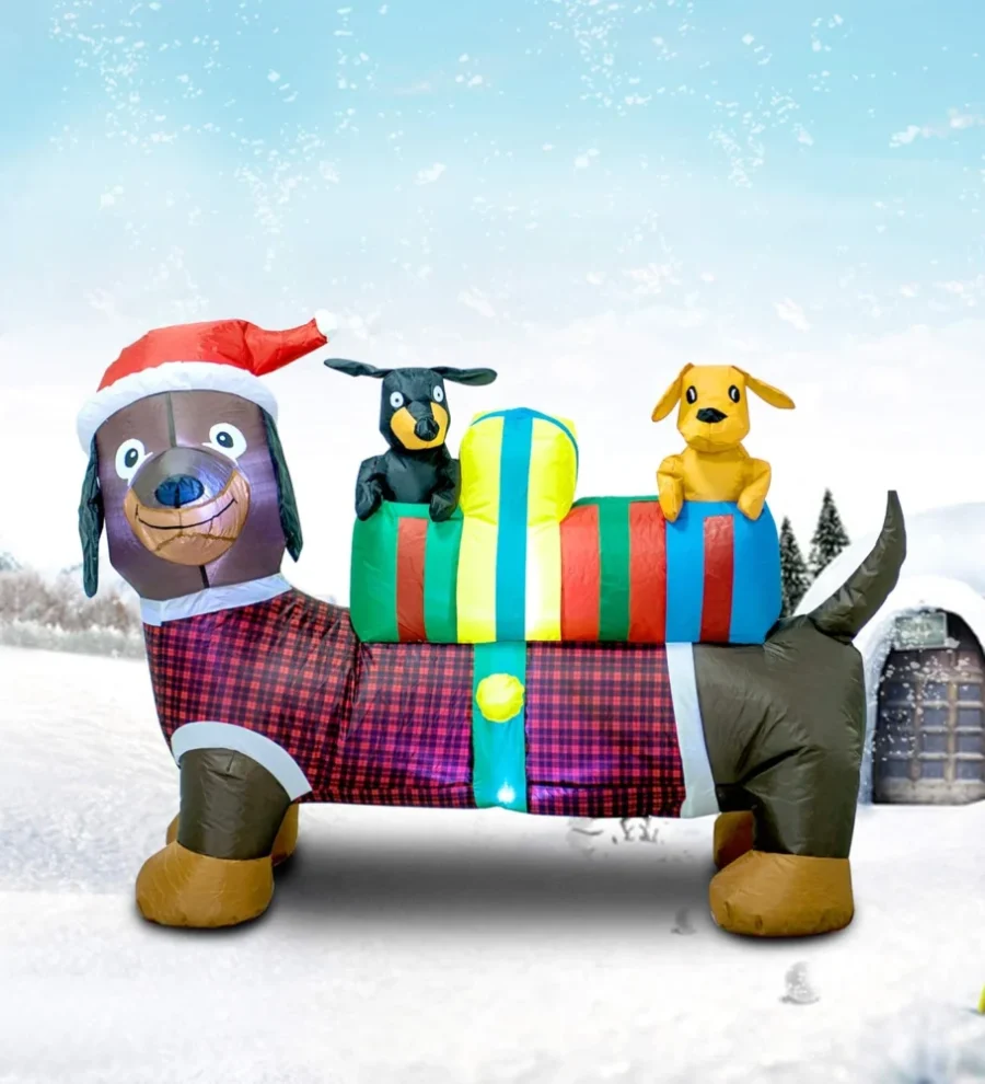 1.2 m inflatable Christmas dachshund with warm white lights