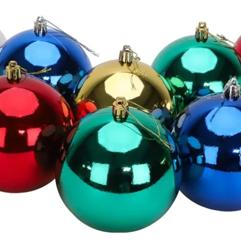 10 extra large 10 cm Christmas baubles in assorted colours