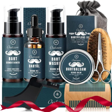 10-in-1 beard grooming kit for men with beard oil and shampoo