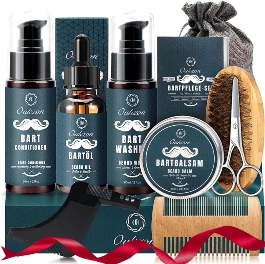 10-in-1 beard grooming kit for men with beard oil and shampoo