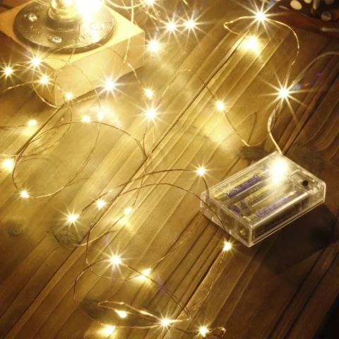 10 m battery fairy lights, 100 warm white LEDs on thin copper wire