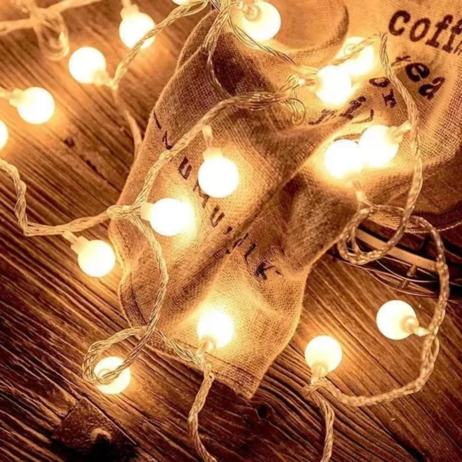 10 m globe fairy lights, 100 frosted LEDs, warm white, plug-in