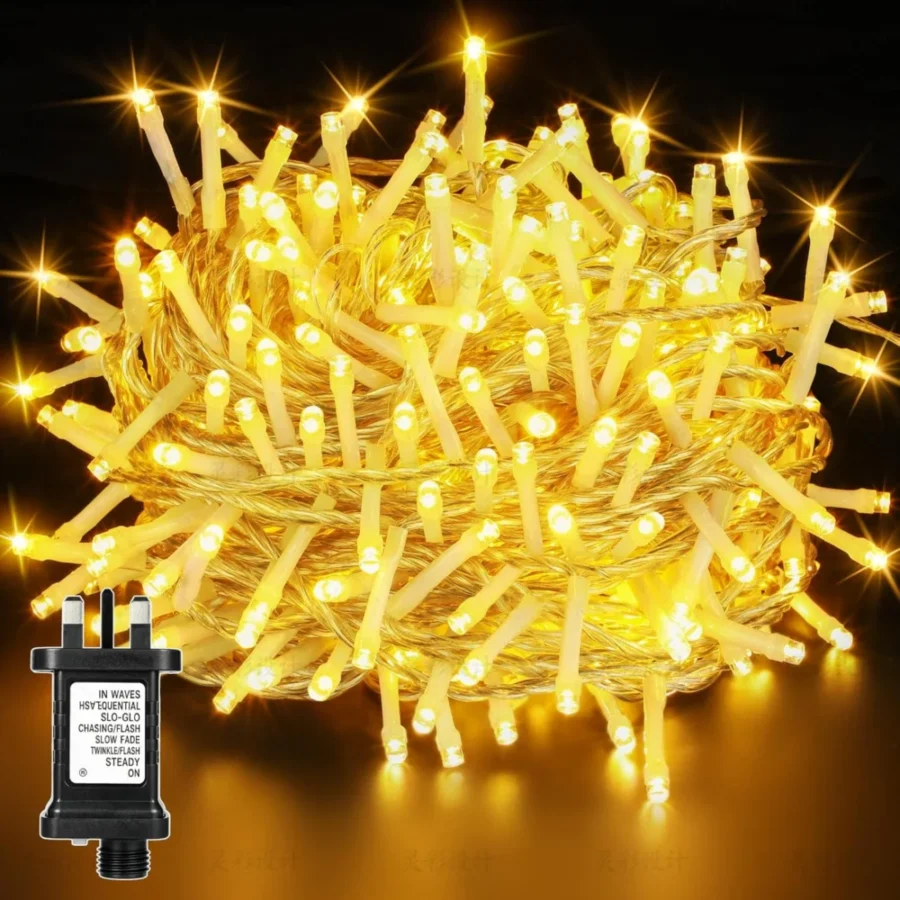 10 m plug-in fairy lights with 100 warm white LEDs, clear cable