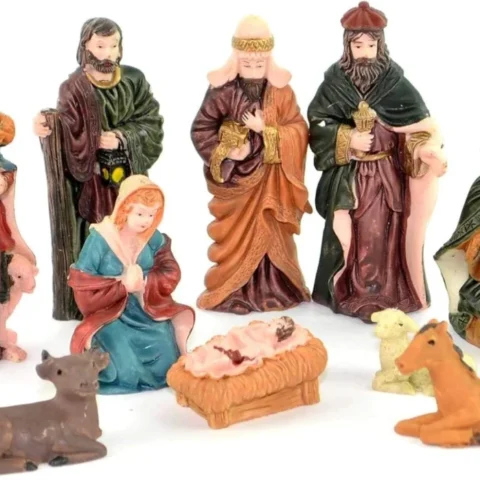 10-piece hand-painted nativity figure set, tallest 9 cm