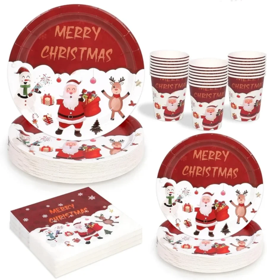 100-piece Santa Claus paper tableware set for 25 guests
