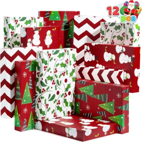 12 glossy Christmas shirt boxes with lids, in 4 designs