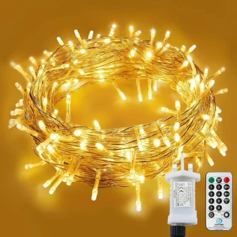 15 m plug-in fairy lights with 120 LEDs, remote and IP65