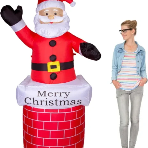 2.1 m inflatable Santa Claus, warm white LEDs, 210T polyester