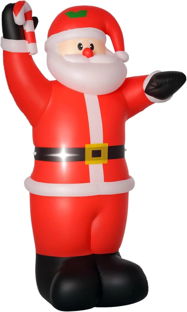 2.4 m inflatable Santa with candy cane, wine red, 8 internal LEDs