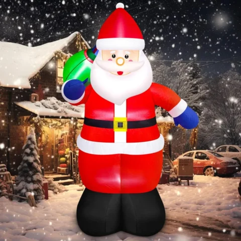 2.4 m inflatable Santa with gift bag, built-in LEDs and fan