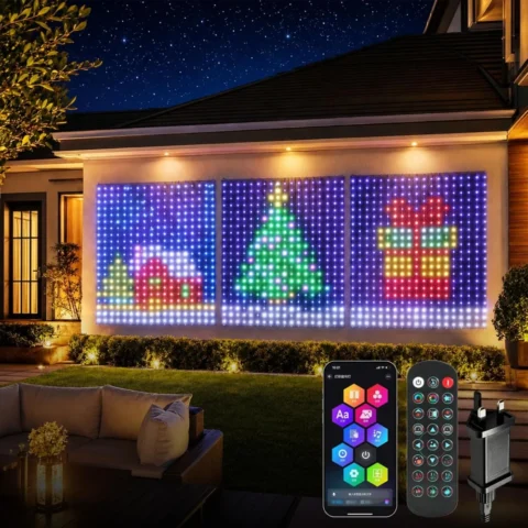 2 x 2 m RGB curtain fairy lights, 400 LEDs, Bluetooth app and remote