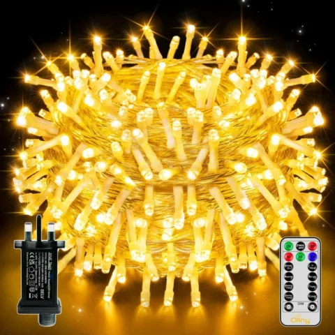 20 m mains fairy lights, 200 LEDs, remote, 4 brightness levels