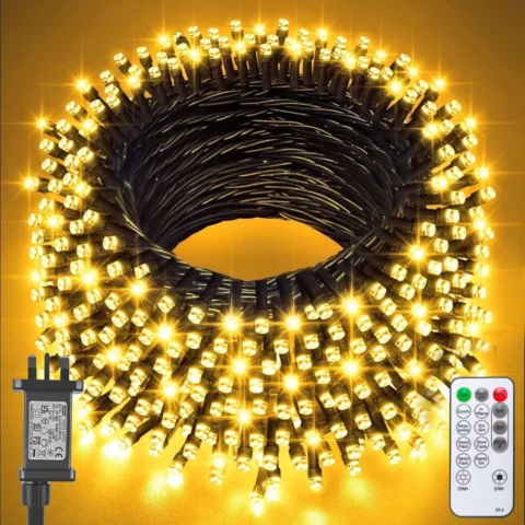 20 m plug-in fairy lights, 200 LEDs, with remote and timer
