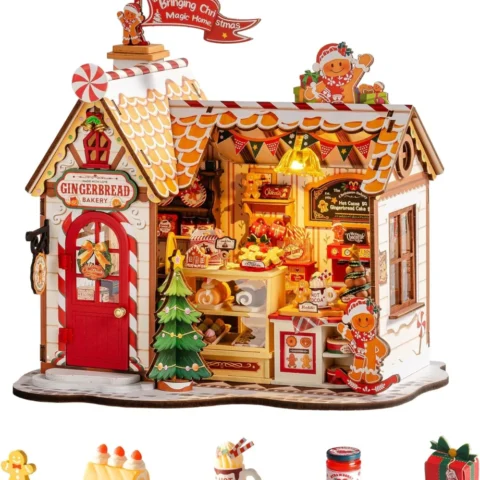 250-piece miniature gingerbread house model kit, no glue, ages 14+