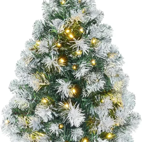 2ft pre-lit frosted tabletop Christmas tree, 35 warm white lights