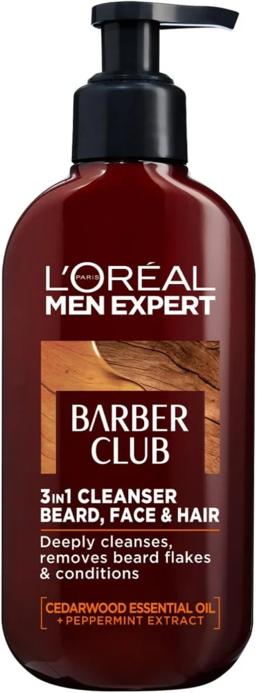 3-in-1 beard, face and hair wash with cedarwood scent, 200 ml