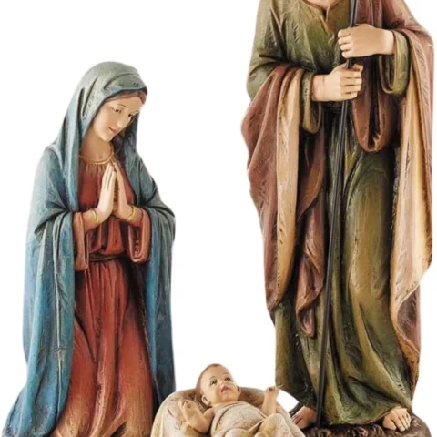 3-piece hand-painted resin nativity set, 16-inch scale, 40 cm