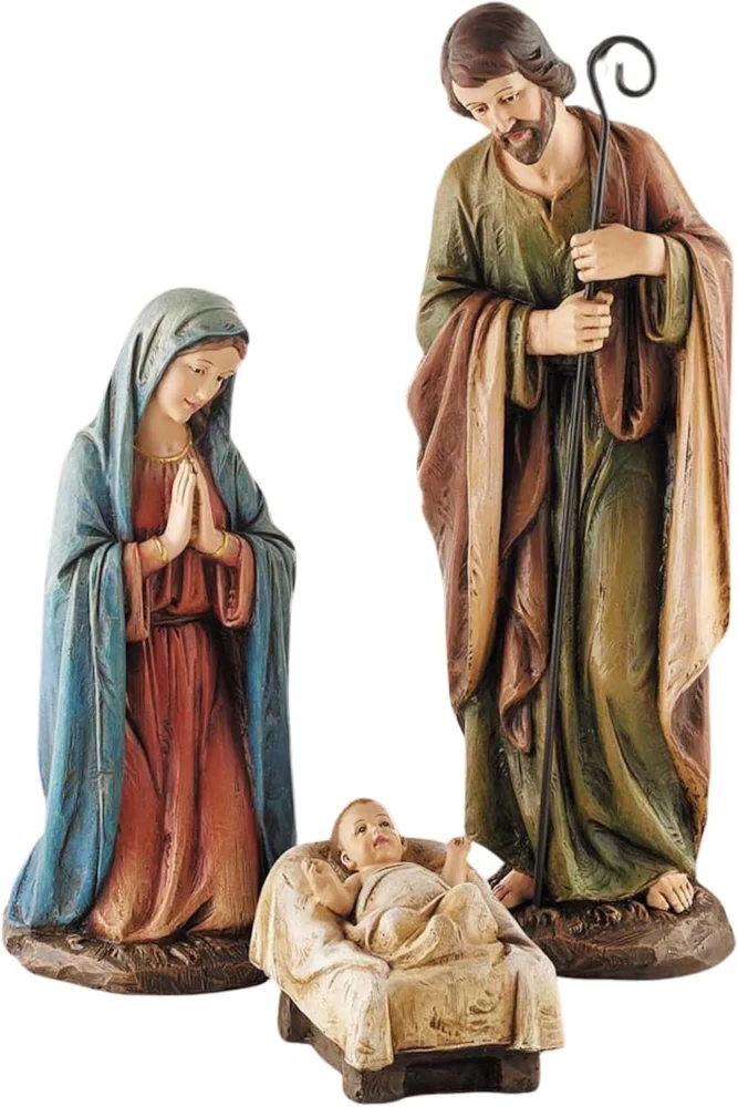 3-piece hand-painted resin nativity set, 16-inch scale, 40 cm