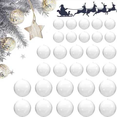 30 clear fillable baubles to decorate yourself, 5, 6 and 8 cm