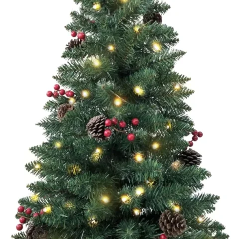 3ft battery pre-lit Christmas tree, 70 LEDs, berries and pine cones
