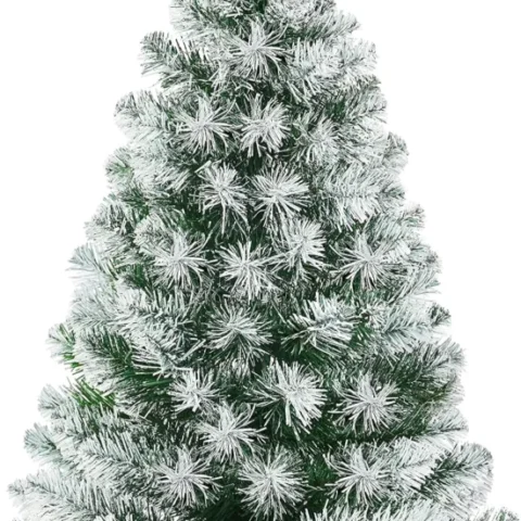 3ft frosted Christmas tree with red cloth-wrapped cement base