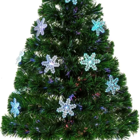 3ft green fibre optic Christmas tree with LED snowflakes and star
