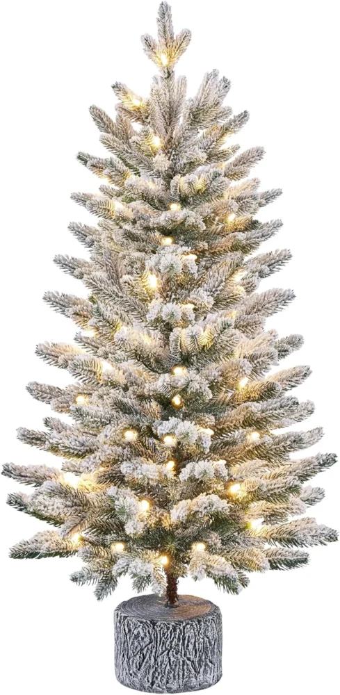 3ft pre-lit frosted spruce tabletop tree, 355 tips, warm white LEDs
