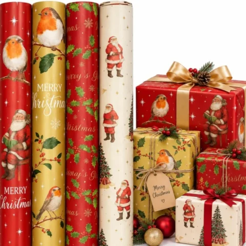 4 rolls of Christmas wrapping paper, 7 m each, 28 m in total