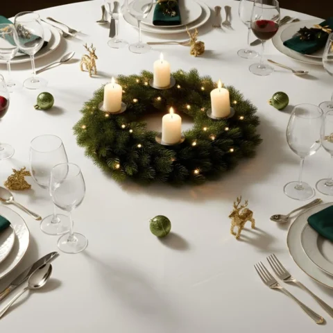 40 cm pre-lit Advent wreath, 48 warm white LEDs, 4 candle holders
