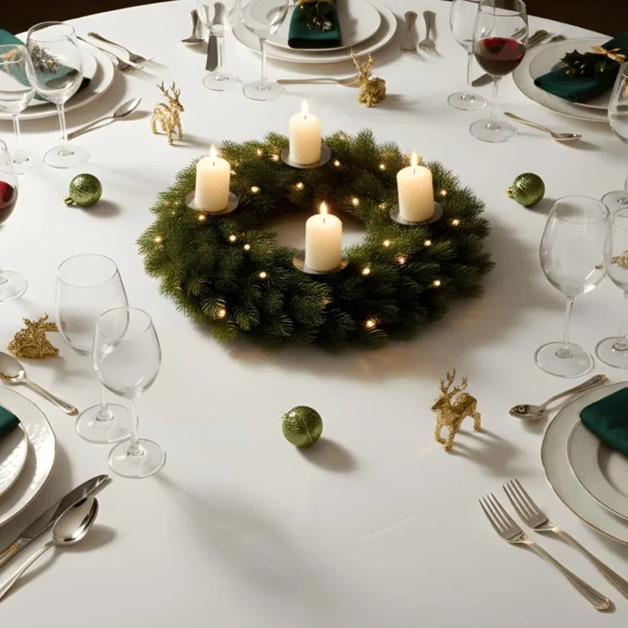 40 cm pre-lit Advent wreath, 48 warm white LEDs, 4 candle holders