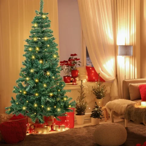 4ft Christmas tree with 300 PVC tips, warm white LED light strings