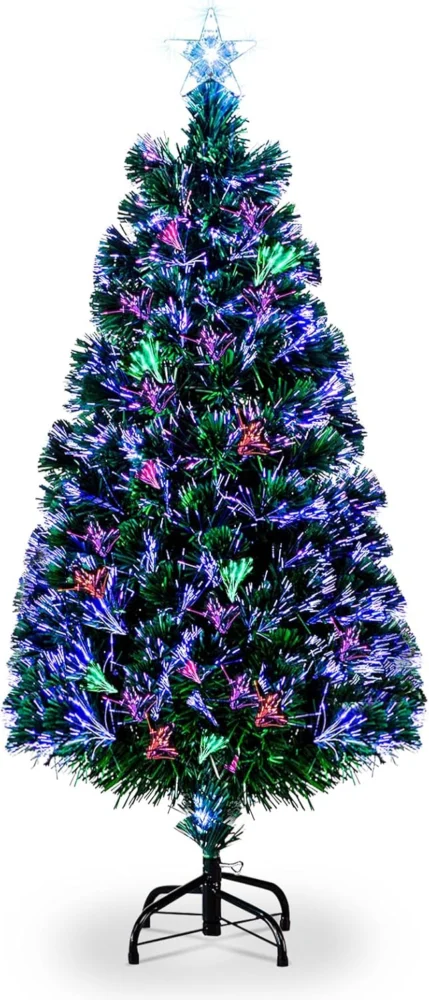 4ft colour-changing fibre optic Christmas tree with star topper