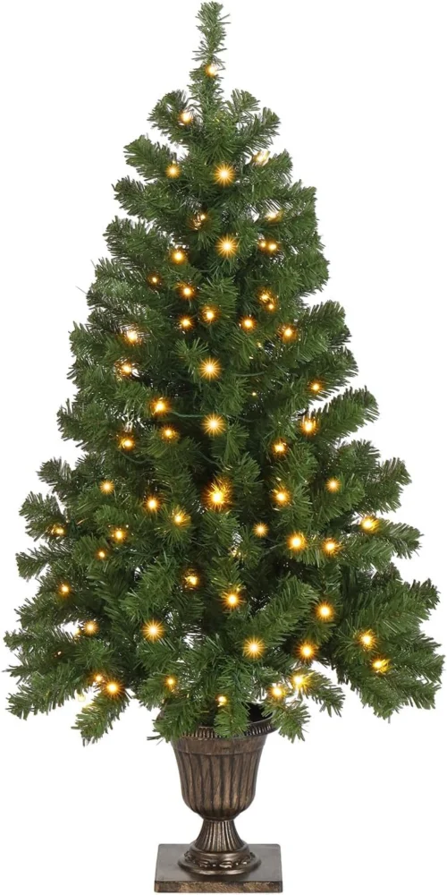 4ft pre-lit potted Christmas tree, 211 tips, 8 warm white LED modes